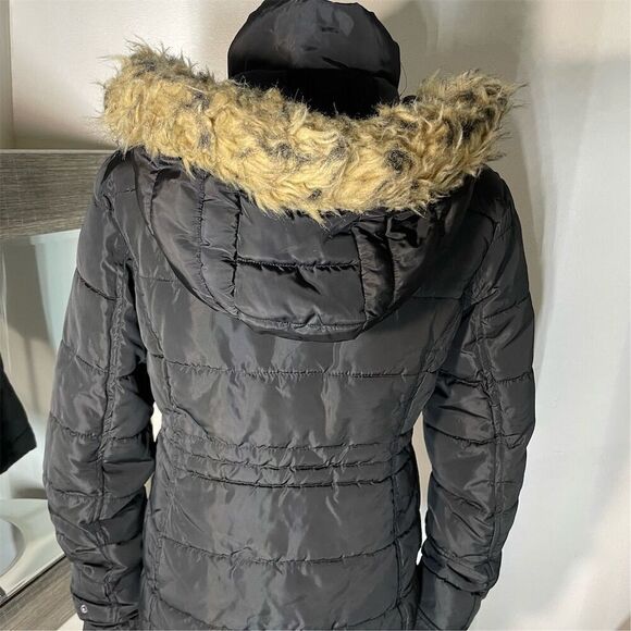 Special One Women's Black Puffer Jacket M Faux Fur Hood Winter Casual - Picture 9 of 11